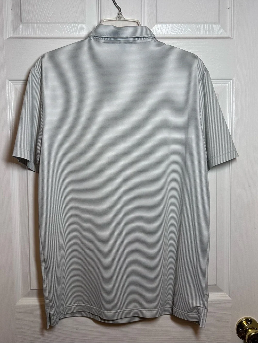 Adidas Golf Polo Shirt Men's Gray with White Stripes Short Sleeve Size M Logo
